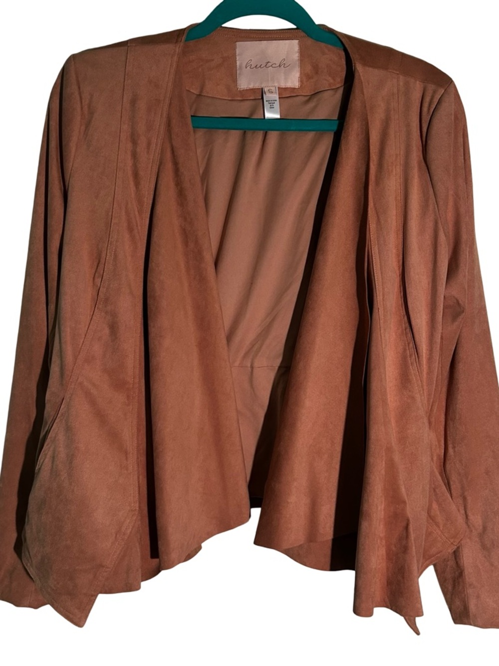 Hutch Women's dusty rose faux suede Open Front Jacket